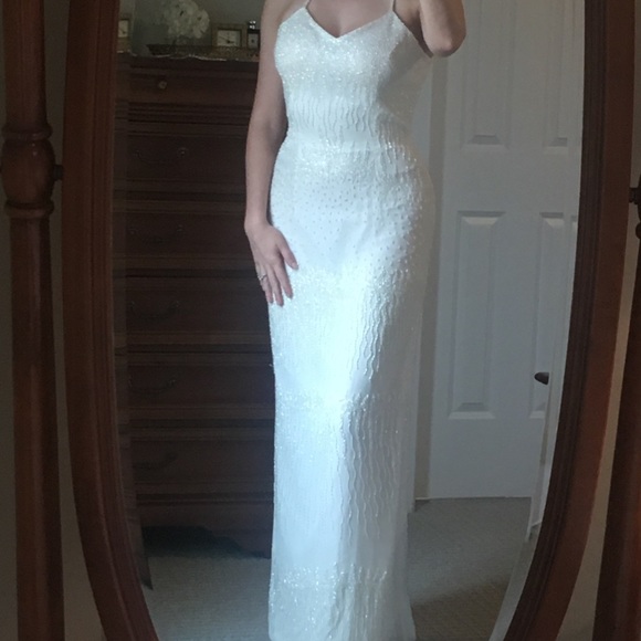 off white floor length dress